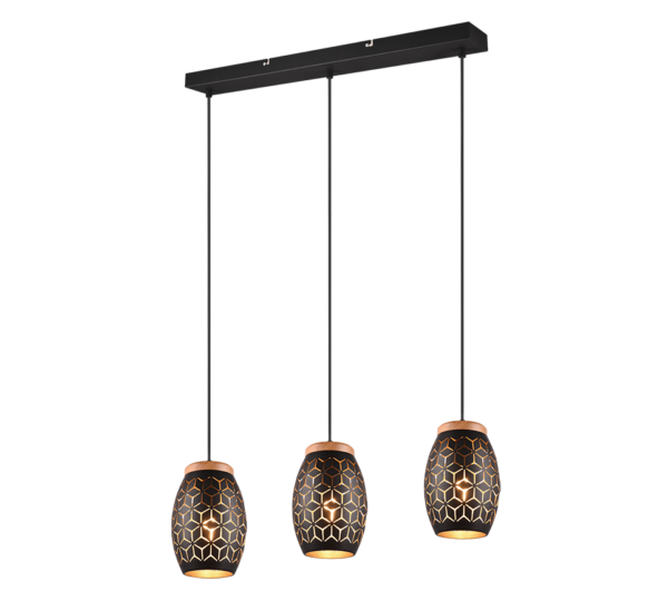 Κρεμαστό Φωτιστικό Trio Lighting 3xE27 Μαύρου Χρώματος - R31573080