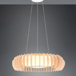 Κρεμαστό Φωτιστικό Λευκό με Ξύλο MONTE Reality LED 40W 4700lm CCT Dimmable με Τηλεχειριστήριο – R32171930