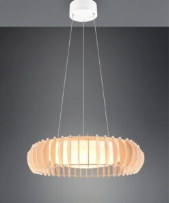 Κρεμαστό Φωτιστικό Λευκό με Ξύλο MONTE Reality LED 40W 4700lm CCT Dimmable με Τηλεχειριστήριο – R32171930