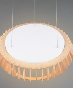 Κρεμαστό Φωτιστικό Λευκό με Ξύλο MONTE Reality LED 40W 4700lm CCT Dimmable με Τηλεχειριστήριο – R32171930