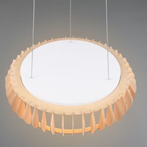 Κρεμαστό Φωτιστικό Λευκό με Ξύλο MONTE Reality LED 40W 4700lm CCT Dimmable με Τηλεχειριστήριο  – R32171930