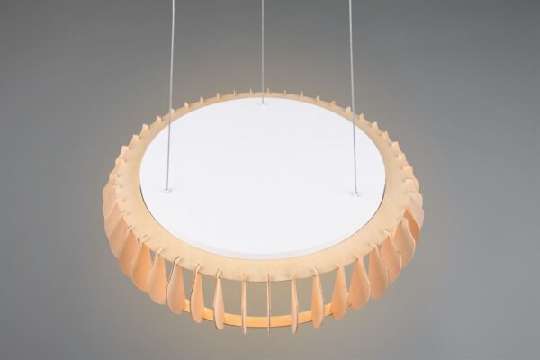 Κρεμαστό Φωτιστικό Λευκό με Ξύλο MONTE Reality LED 40W 4700lm CCT Dimmable με Τηλεχειριστήριο  – R32171930