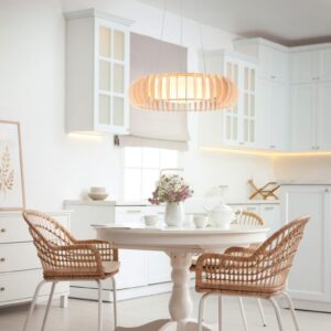 Κρεμαστό Φωτιστικό Λευκό με Ξύλο MONTE Reality LED 40W 4700lm CCT Dimmable με Τηλεχειριστήριο  – R32171930