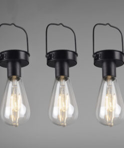 Κρεμαστό Φωτιστικό Reality CAMPUS 3x LED Μαύρο Ματ Ανοξείδωτο Ατσάλι Ηλιακό με αισθητήρα φωτός επαναφορτιζόμενη μπαταρία IP44 – R35146132