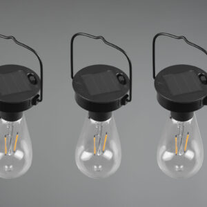 Κρεμαστό Φωτιστικό Reality CAMPUS 3x   LED Μαύρο Ματ Ανοξείδωτο Ατσάλι  Ηλιακό  με αισθητήρα φωτός επαναφορτιζόμενη μπαταρία IP44 – R35146132