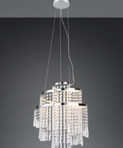 Κρεμαστό Φωτιστικό Νίκελ με Ακρυλικά Κρύσταλλα POMP Reality LED 30W 4300lm CCT Dimmable με Τηλεχειριστήριο – R37341106