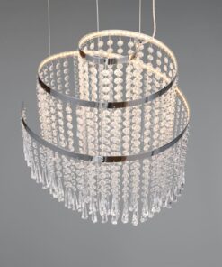 Κρεμαστό Φωτιστικό Νίκελ με Ακρυλικά Κρύσταλλα POMP Reality LED 30W 4300lm CCT Dimmable με Τηλεχειριστήριο – R37341106