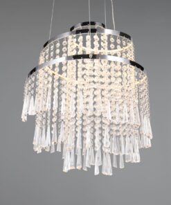 Κρεμαστό Φωτιστικό Νίκελ με Ακρυλικά Κρύσταλλα POMP Reality LED 30W 4300lm CCT Dimmable με Τηλεχειριστήριο – R37341106