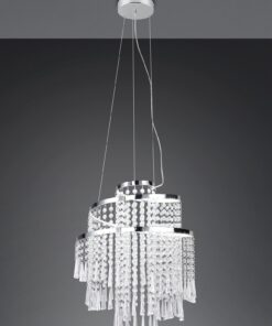 Κρεμαστό Φωτιστικό Νίκελ με Ακρυλικά Κρύσταλλα POMP Reality LED 30W 4300lm CCT Dimmable με Τηλεχειριστήριο – R37341106