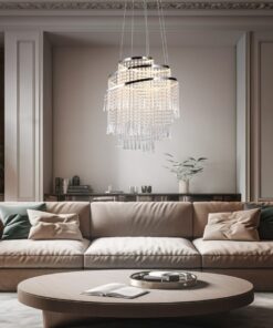 Κρεμαστό Φωτιστικό Νίκελ με Ακρυλικά Κρύσταλλα POMP Reality LED 30W 4300lm CCT Dimmable με Τηλεχειριστήριο – R37341106