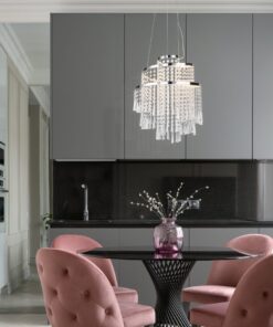 Κρεμαστό Φωτιστικό Νίκελ με Ακρυλικά Κρύσταλλα POMP Reality LED 30W 4300lm CCT Dimmable με Τηλεχειριστήριο – R37341106