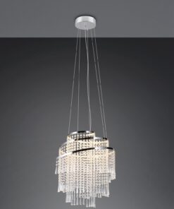 Κρεμαστό Φωτιστικό Νίκελ με Ακρυλικά Κρύσταλλα POMP Reality LED 38W 5500lm CCT Dimmable με Τηλεχειριστήριο – R37349106