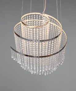 Κρεμαστό Φωτιστικό Νίκελ με Ακρυλικά Κρύσταλλα POMP Reality LED 38W 5500lm CCT Dimmable με Τηλεχειριστήριο – R37349106