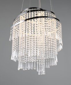 Κρεμαστό Φωτιστικό Νίκελ με Ακρυλικά Κρύσταλλα POMP Reality LED 38W 5500lm CCT Dimmable με Τηλεχειριστήριο – R37349106