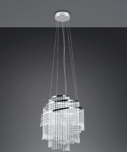 Κρεμαστό Φωτιστικό Νίκελ με Ακρυλικά Κρύσταλλα POMP Reality LED 38W 5500lm CCT Dimmable με Τηλεχειριστήριο – R37349106