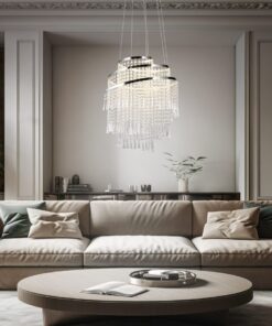 Κρεμαστό Φωτιστικό Νίκελ με Ακρυλικά Κρύσταλλα POMP Reality LED 38W 5500lm CCT Dimmable με Τηλεχειριστήριο – R37349106