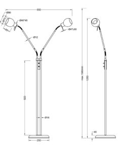 Φωτιστικό Δαπέδου Reality 2xE14 Νίκελ Ματ Μεταλλικό R40172007