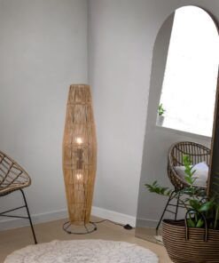 Φωτιστικό Δαπέδου Καφέ Ψάθινο Πλεκτό MIKI 2x E27 Reality- R41102026