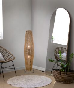 Φωτιστικό Δαπέδου Καφέ Ψάθινο Πλεκτό MIKI 2x E27 Reality- R41102026