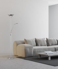 Φωτιστικό Δαπέδου SPOCK Reality LED 24W Νίκελ Ματ Μεταλλικό Dimmable 2200lm+500lm 3000K R42292107