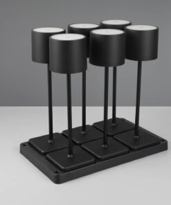 Σετ 6 Επαναφορτιζόμενα Πορτατιφ Μαύρο Ματ FERNANDEZ LED 1.5W 130lm CCT Dimmable Αφής με Ασύρματη Βάση Φόρτισης IP54 Reality – R54096632