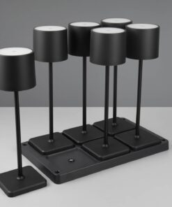 Σετ 6 Επαναφορτιζόμενα Πορτατιφ Μαύρο Ματ FERNANDEZ LED 1.5W 130lm CCT Dimmable Αφής με Ασύρματη Βάση Φόρτισης IP54 Reality – R54096632