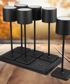 Σετ 6 Επαναφορτιζόμενα Πορτατιφ Μαύρο Ματ FERNANDEZ LED 1.5W 130lm CCT Dimmable Αφής με Ασύρματη Βάση Φόρτισης IP54 Reality – R54096632