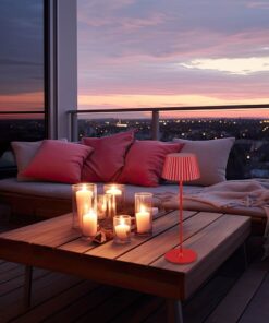 Επαναφορτιζόμενο Πορτατιφ Κόκκινο SUAREZ LED 1.5W 200lm 3000Κ Dimmable Αφής με Ασύρματη Βάση Φόρτισης IP44 Reality – R57706110