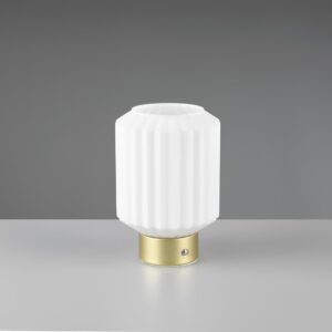 Επιτραπέζιο Φωτιστικό Reality LED 1.5W 3000K Dimmable Αφής Επαναφορτιζόμενο Ματ Ορείχαλκος με Λευκό Γυαλί – R57761101