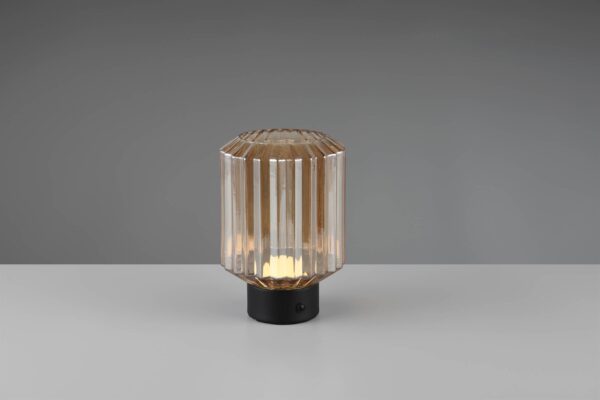 Επιτραπέζιο Φωτιστικό Reality LED 1.5W 3000K Dimmable Αφής Επαναφορτιζόμενο Μαύρο Ματ με Μελί Γυαλί – R57761113