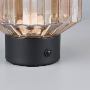 Επιτραπέζιο Φωτιστικό Reality LED 1.5W 3000K Dimmable Αφής Επαναφορτιζόμενο Μαύρο Ματ με Μελί Γυαλί – R57761113