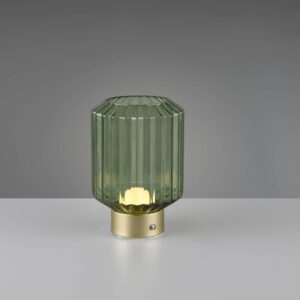 Επιτραπέζιο Φωτιστικό Reality LED 1.5W 3000K Dimmable Αφής Επαναφορτιζόμενο Ορείχαλκος Ματ με Πράσινο Γυαλί – R57761115
