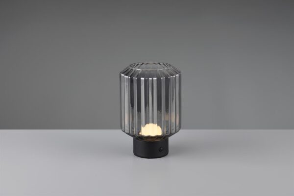 Επιτραπέζιο Φωτιστικό Reality LED 1.5W 3000K Dimmable Αφής Επαναφορτιζόμενο Μαύρο Ματ με Φιμέ Γυαλί – R57761154