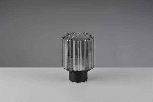 Επιτραπέζιο Φωτιστικό Reality LED 1.5W 3000K Dimmable Αφής Επαναφορτιζόμενο Μαύρο Ματ με Φιμέ Γυαλί – R57761154