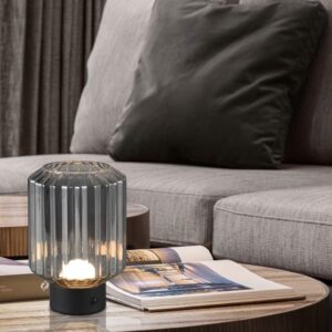 Επιτραπέζιο Φωτιστικό Reality LED 1.5W 3000K Dimmable Αφής Επαναφορτιζόμενο Μαύρο Ματ με Φιμέ Γυαλί – R57761154
