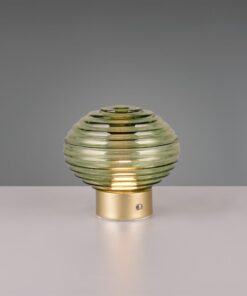 Επιτραπέζιο Επαναφορτιζόμενο Φωτιστικό EARL Reality LED 1.5W 3000K Αφής Ματ Ορείχαλκος με Πράσινο Γυαλί – R57771115