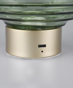 Επιτραπέζιο Επαναφορτιζόμενο Φωτιστικό EARL Reality LED 1.5W 3000K Αφής Ματ Ορείχαλκος με Πράσινο Γυαλί – R57771115