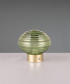 Επιτραπέζιο Επαναφορτιζόμενο Φωτιστικό EARL Reality LED 1.5W 3000K Αφής Ματ Ορείχαλκος με Πράσινο Γυαλί – R57771115