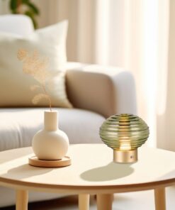 Επιτραπέζιο Επαναφορτιζόμενο Φωτιστικό EARL Reality LED 1.5W 3000K Αφής Ματ Ορείχαλκος με Πράσινο Γυαλί – R57771115