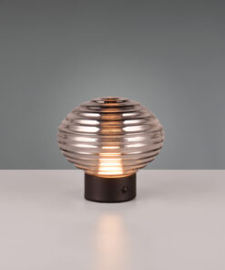 Επαναφορτιζόμενο Πορτατιφ EARL Reality LED 1.5W 3000K Dimmable Αφής Μαύρο Ματ με Φιμέ Γυαλί – R57771154