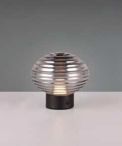 Επαναφορτιζόμενο Πορτατιφ EARL Reality LED 1.5W 3000K Dimmable Αφής Μαύρο Ματ με Φιμέ Γυαλί – R57771154