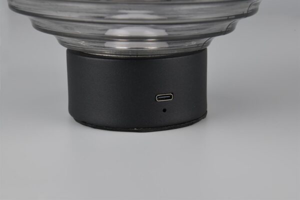 Επαναφορτιζόμενο Πορτατιφ EARL Reality LED 1.5W 3000K Dimmable Αφής Μαύρο Ματ με Φιμέ Γυαλί – R57771154