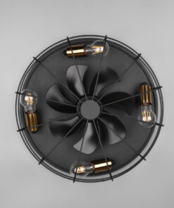 Ανεμιστήρας Reality TRONDHEIM 4x E27 Μαύρο Ματ Μεταλλικό, 3 τρόπων ταχύτητας, Xρονοδιακόπτη, Τηλεχειριζόμενο- R61095032