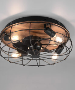 Ανεμιστήρας Reality TRONDHEIM 4x E27 Μαύρο Ματ Μεταλλικό, Xρονοδιακόπτη, Tρεις ταχύτητες κίνησης, Τηλεχειριζόμενο – R61105032