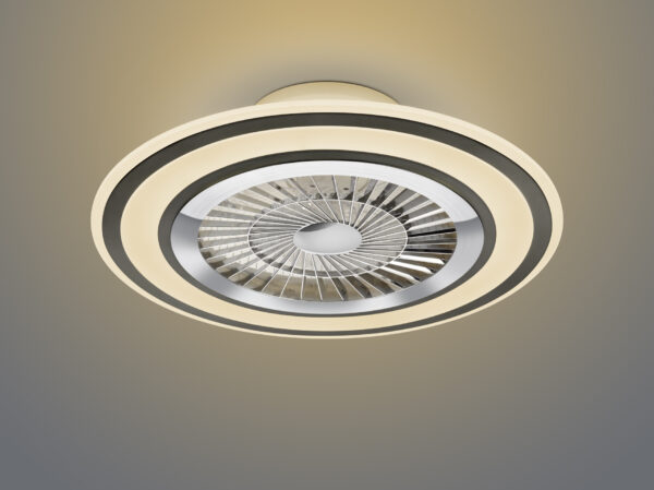 Ανεμιστήρας Reality FLAGA  LED, 36W · 5000lm, 3000 – 6500K Μαύρο Ματ Πλαστικό 3 ταχυτήτων, Τηλεχειριζόμενο Dimmable, Χρονοδιακόπτη, Κατοχυρωμένο Trio μοντέλο, Νυκτερινό φως – R62743132