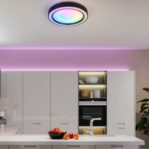 Πλαφονιέρα Μαύρη Ματ Φ40 ARCO LED 22W 2500lm RGBW Dimmable με Τηλεχειριστήριο Reality – R65091432