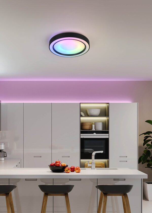 Πλαφονιέρα Μαύρη Ματ Φ40 ARCO LED 22W 2500lm RGBW Dimmable με Τηλεχειριστήριο Reality – R65091432