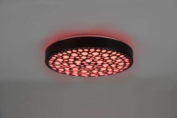 Φωτιστικό Οροφής Reality CHIZU , 22W · 1x 2500lm, 2700 – 6000K Μαύρο Ματ Πλαστικό,RGB,με ενσωματωμένο ροοστάτη, τηλεχειριστήριο, φωτάκι νυκτός – R67161132