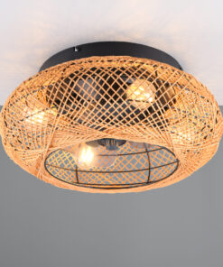 Φωτιστικό Οροφής – Ανεμιστήρας LILLESAND 3xE27 Καφέ Σχοινί-Μαύρο με Τηλεχειριστήριο Reality – R67302126