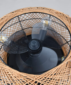 Φωτιστικό Οροφής – Ανεμιστήρας LILLESAND 3xE27 Καφέ Σχοινί-Μαύρο με Τηλεχειριστήριο Reality – R67302126